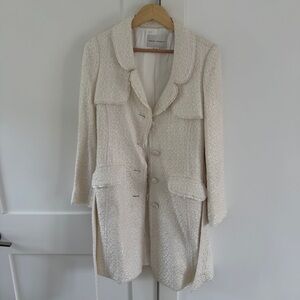Banana Republic Ivory Tweed Textured Trench Style Jacket